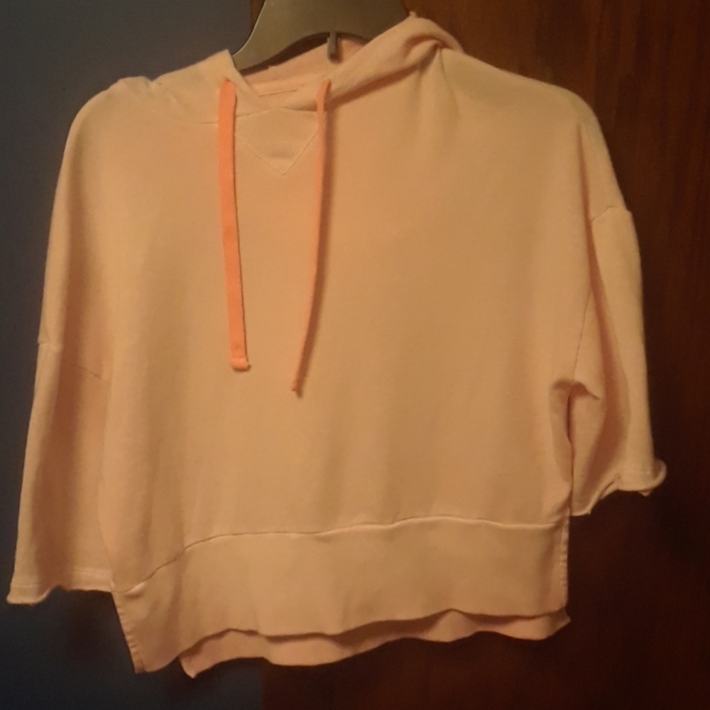 Lounge life short slv hoodie soft pink sz XS